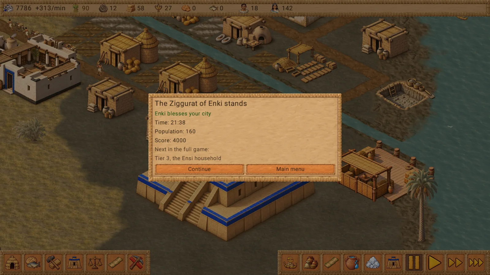 The completed Ziggurat of Enki and Cradle's win screen